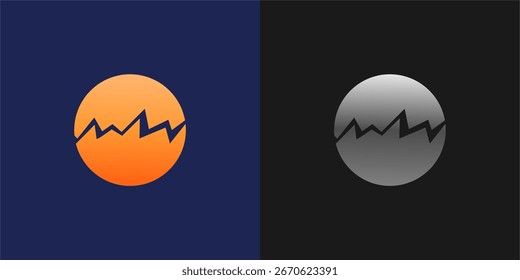 circle cracked planet gradation color vector logo