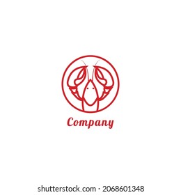 Circle Crawfish Logo applied for Fishing and Seafood logo design inspiration. Red Lobster. Isolated lobster on white background