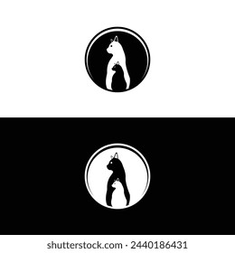 Circle creative  cat animal vector logo design . Circle vat illustration