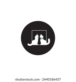 Circle creative  cat animal vector logo design . Circle vat illustration