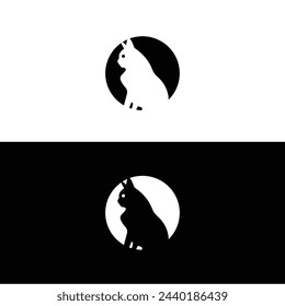 Circle creative  cat animal vector logo design . Circle vat illustration