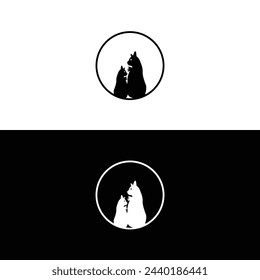 Circle creative  cat animal vector logo design . Circle vat illustration
