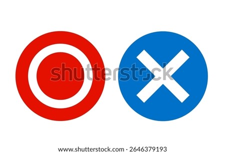 circle and cross icon.right and wrong icon vector on white background