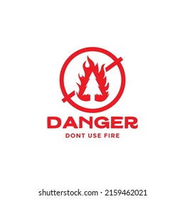 circle with cross line prohibition tree fire logo design, vector graphic symbol icon illustration creative idea