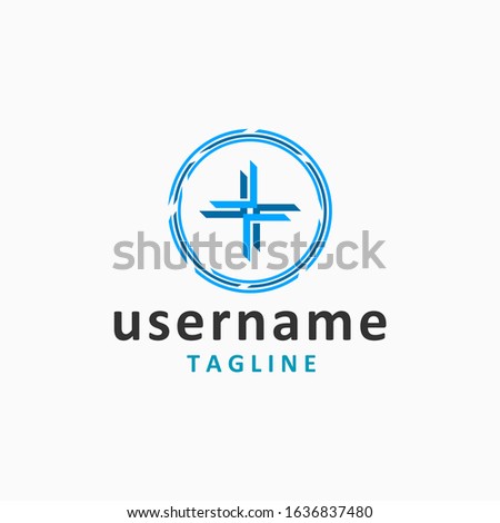 circle cross logo design inspriation . circle medical logo design template . sharp healthcare logo design
