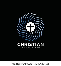 Circle cross logo with energy rotation concept