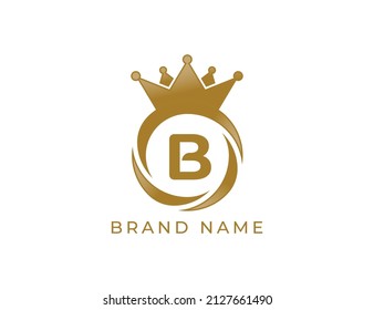 Circle Crown Logo icon symbol with Letter B. Vector logo template