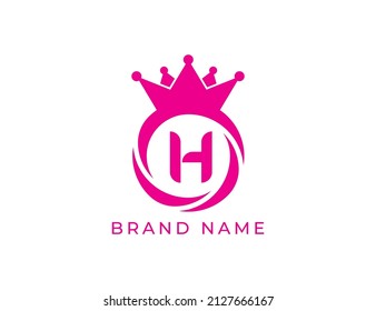 Circle Crown Logo icon symbol with Letter H. Vector logo template