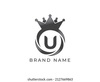 Circle Crown Logo icon symbol with Letter U. Vector logo template