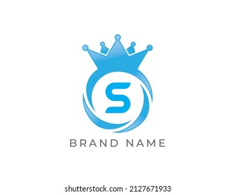 Circle Crown Logo icon symbol with Letter S. Vector logo template