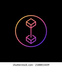 Circle with Cryptocurrency Blockchain vector thin line concept colored round icon. Decentralized Block Chain Technology creative sign on dark background