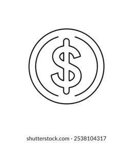 Circle, currency, money clipart icon, Investment Icon, Money logo symbol. Dollar vector icon isolated on transparent background, Dollar logo design.	