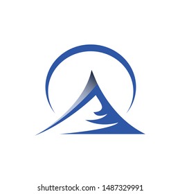 circle curve with Simple Mountain logo design vector illustration