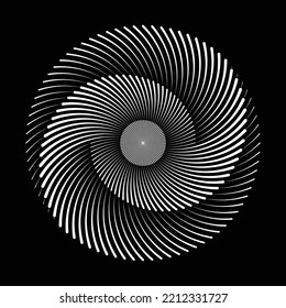 Circle with curved lines in spiral. Abstract modern art lines background. Yin and Yang symbol.