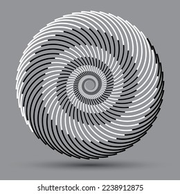 Circle with curved lines in spiral. Abstract modern art lines background. Yin and Yang symbol.