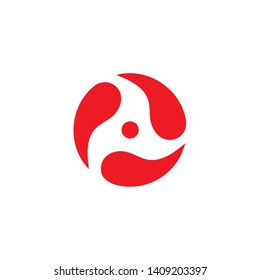 circle curves red flame rotation logo vector