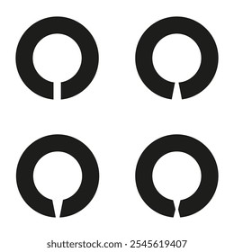 Formas de corte circulares. Design geométrico circular. Elementos vetoriais redondos. Anéis negros abstratos.