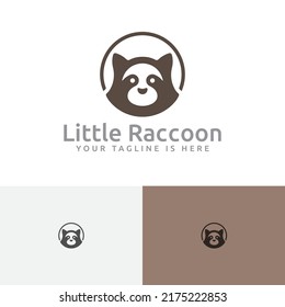 Circle Cute Little Raccoon Animal Zoo Logo