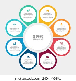 Circle Cycle Infographic Template Design With 8 Steps