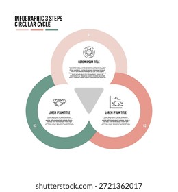 Círculo vetor infográfico de diagrama de venn, para apresentação de negócios ou web, cartaz, capa de negócios. Vetor editável.
