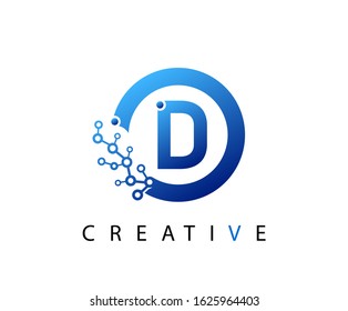 Circle D Letter Digital Network , abstract blue D technology logo design.
