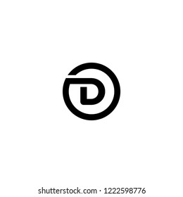 circle D logo, initial logo D, do, D inside o rounded letter negative space logo black