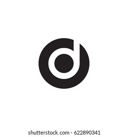 circle d logo, initial logo od, do, d inside o rounded letter negative space logo black