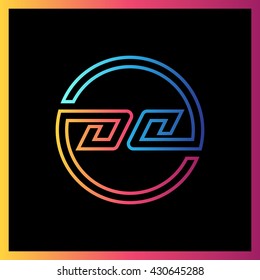 Circle DA company linked letter logo colorful outline