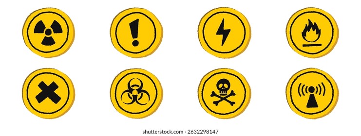 Circle Danger Signs 2 on a White background, vector illustration.