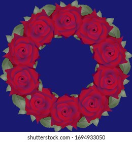 
círculo de rosas rojas oscuras