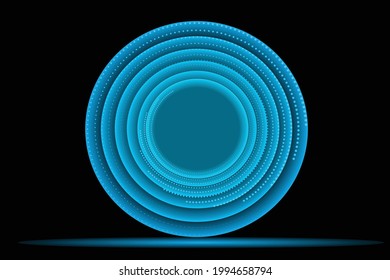 Circle Dashed Lines Neon Glow Blue Background for Business or Education Presentation