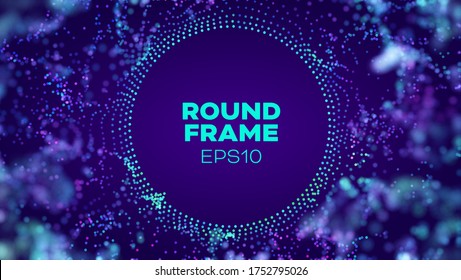 Circle data haze futuristic frame. Tehcnology style vector background. Dots 3d structure