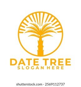 Circle Date Palm logo template. Dates palm tree logo vector