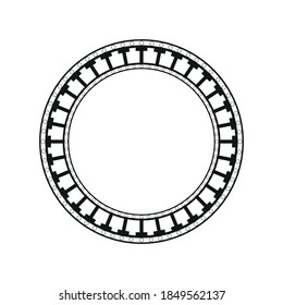 Circle with decorative ornament. Round frame. Black and white vector illustration.