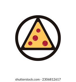 Kreuzung mit leckerem Pizzaseil Logo Vektorgrafik-Design