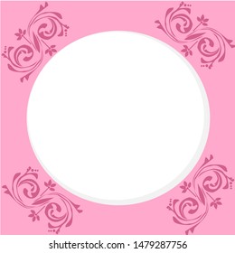 Circle design with beautiful decorations on the sides, and pink background
