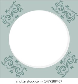 Circle design with beautiful decorations on the sides, and gray background. Suitable for the design of congratulations, invitations and announcements