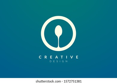 Circle design is combined with a spoon . Illustration of minimalist and elegant logo and icon vector. suitable for restaurant or food business