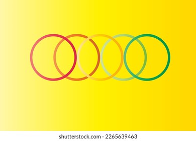 Diseño circular en colores diferentes con fondo amarillo