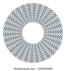 Circle design element. 3d diamonds and zigzags pattern. Geometric texture. Vector art.