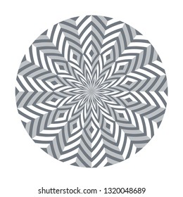 Circle Design Element. 3D-Zierdiamanten und Zickzackmuster. Geometrische Textur. Vektorkunst.