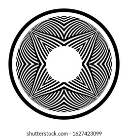 Circle design element. Lines pattern in round shape. Vector art.