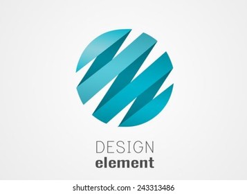 Elemento de diseño circular estilo origami Icono de resumen empresarial. Como signo, símbolo, logotipo, web, etiqueta, emblema. 