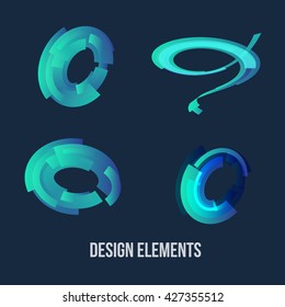 Circle design element set. Business Blue Circle icon. Corporate,Technology logo design template