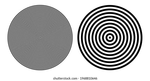 Circle design elements set. Concentric rings patters. Vector art.