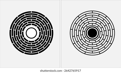 Circle design elements set vector illustration,  Radial sunset beams. Abstract art geometric background for logo, Simple minimalist line art wavy objects.memphis pattern.
