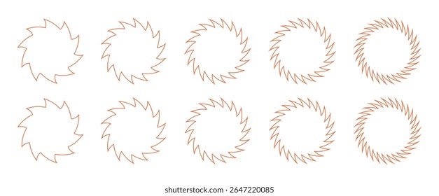 Elementos de design de círculo. Modelo de vetor de design de logotipo de ícone de torção. Formas de Estrela Promo. Sol Logotipo. Formas de Clipart