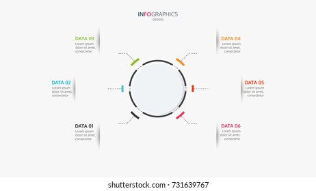 Circle design infographics. Template for diagram, graph, presentation for 6 steps or options.Vector illustration