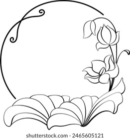 Circle design lotus flower leave plant symbol beauty clinic fashion yoga healthcare religion spirit background decoration vector image element