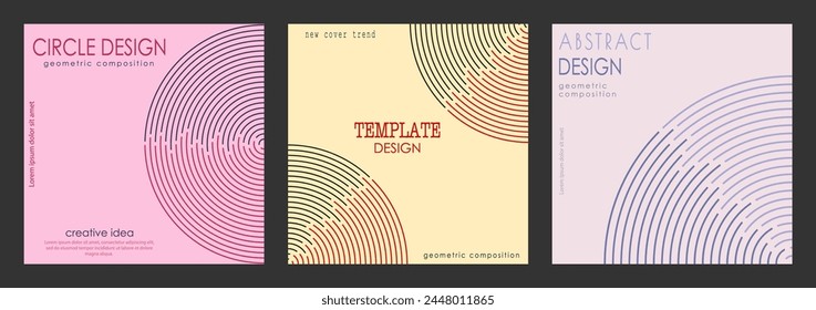 Circle design. A set of colored cover pages for a book, a catalog magazine. A template for a banner, poster and brochure. An abstract version of modern design